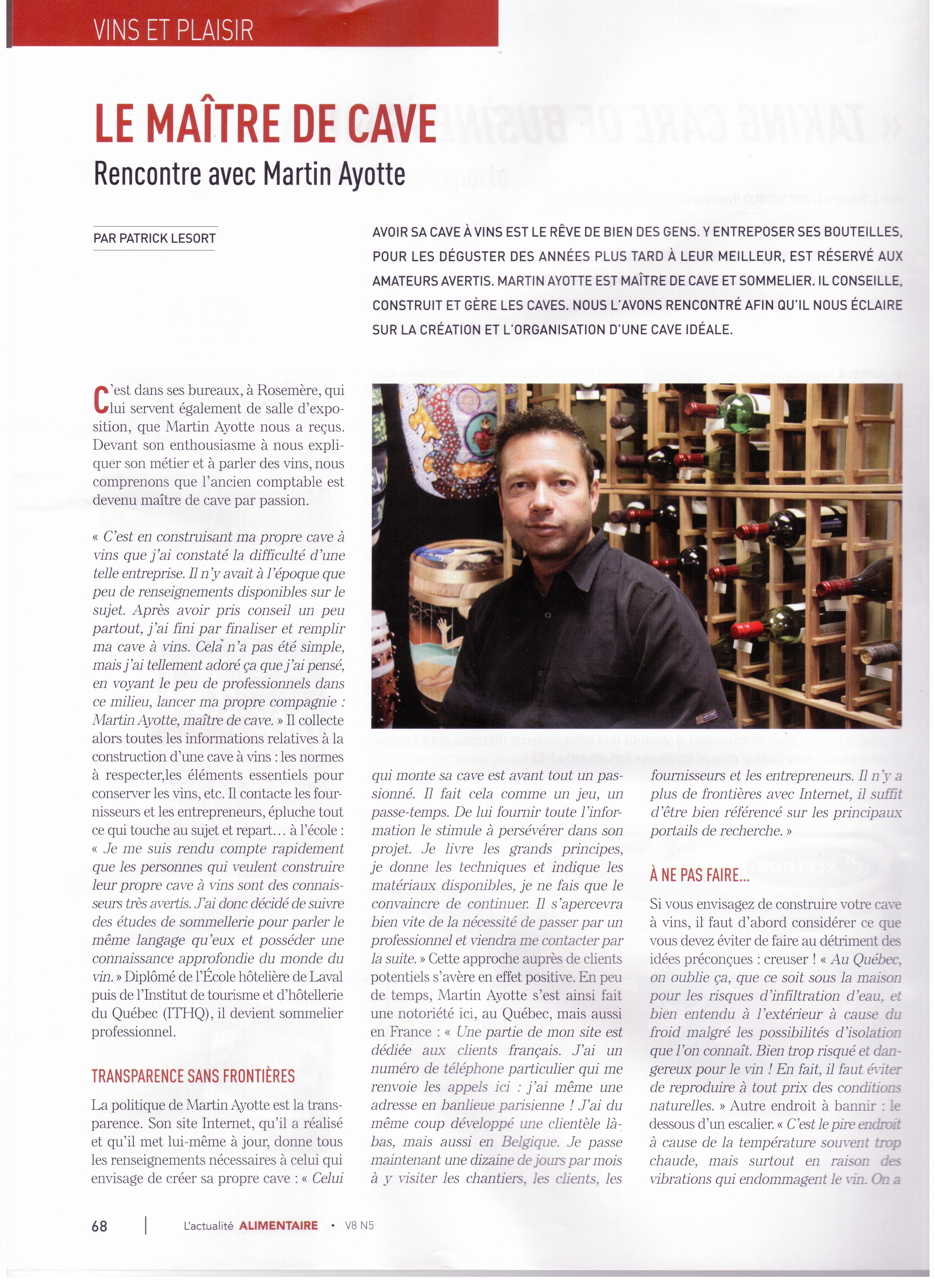 Rencontre avec Martin Ayotte, Maitre de cave